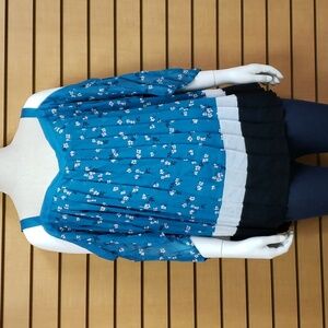 Lane Bryant Pleated Floral Print Cold Shoulder Blouse Size 24 New With Tags